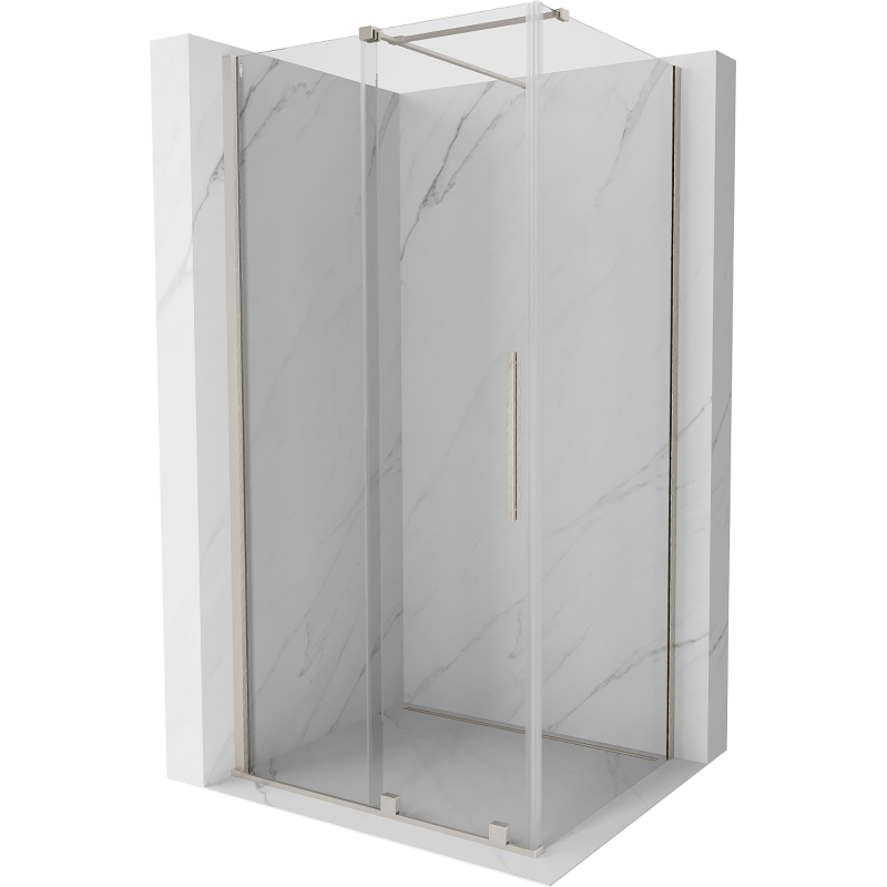 Mexen Velar sprchový kút posuvný 100 x 80 cm, priehľadný, kartáčovaný nikel - 871-100-080-01-97