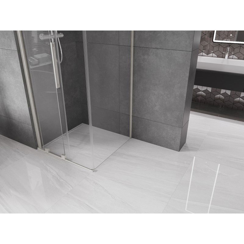 Mexen Velar posuvná sprchová kabína 100 x 100 cm, transparentná, brúsený nikel - 871-100-100-01-97