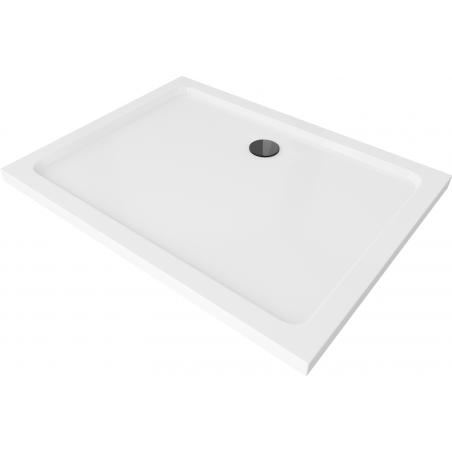 Mexen Flat obdĺžnikový sprchový kút slim 120 x 100 cm, biely, čierny sifón - 40101012B