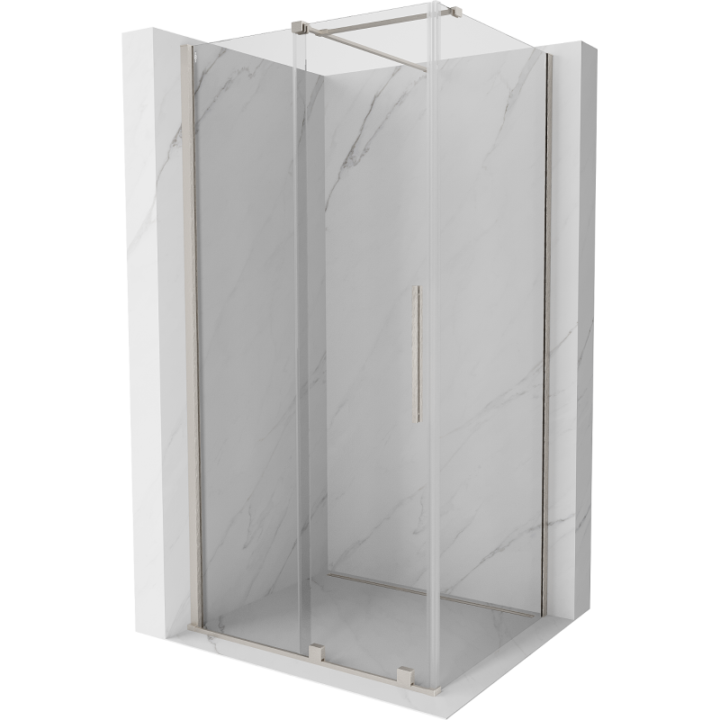 Mexen Velar sprchová kabína posuvná 140 x 90 cm, priehľadná, brúsený nikel - 871-140-090-01-97