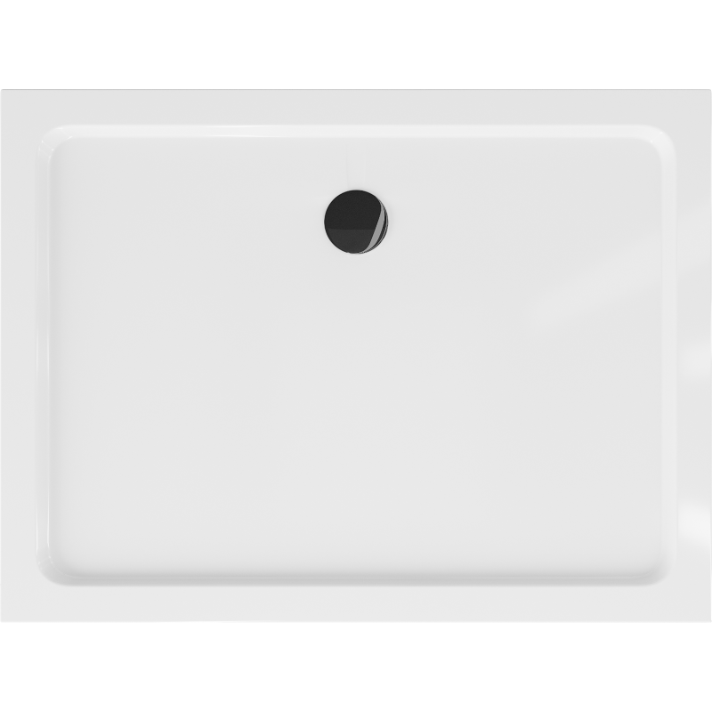 Mexen Flat obdĺžniková sprchová vanička slim 90 x 80 cm, biela, čierny sifón - 40108090B