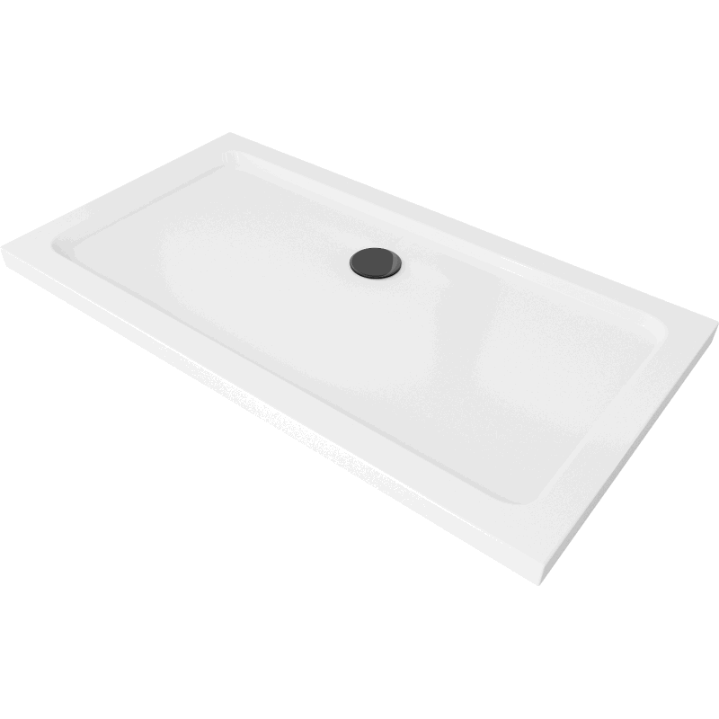 Mexen Flat obdĺžniková sprchová vanička slim 140 x 70 cm, biela, sifón čierny - 40107014B