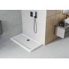 Mexen Flat obdĺžnikový sprchový kút slim 120 x 70 cm, biely, čierny sifón - 40107012B