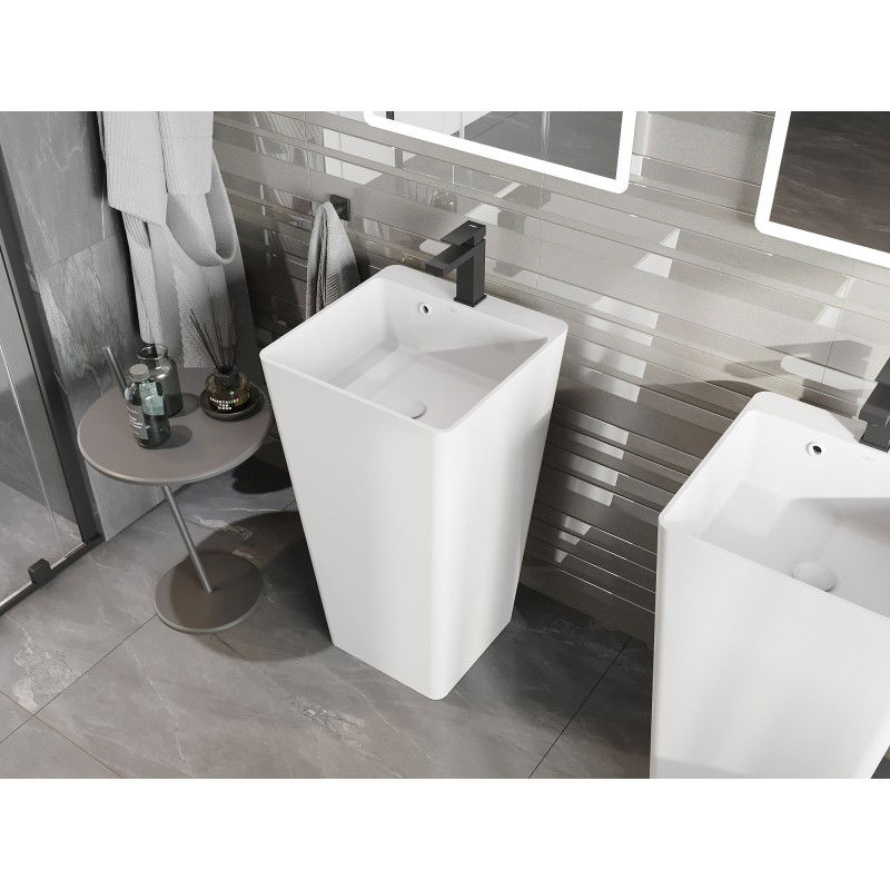 Mexen Neva voľne stojace umývadlo z konglomerátu 45 x 45 cm, biela matná - 26614500