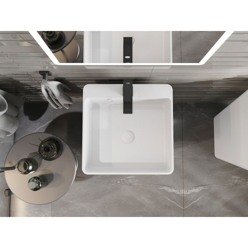 Mexen Neva voľne stojace umývadlo z konglomerátu 45 x 45 cm, biela matná - 26614500