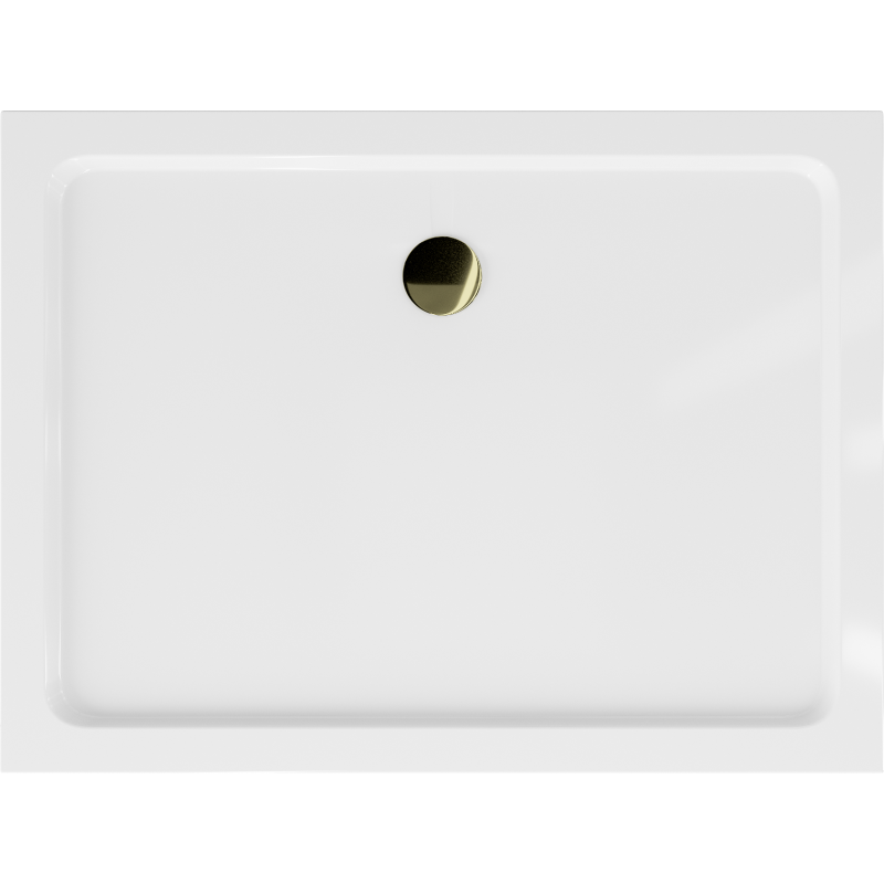 Mexen Flat obdĺžnikový sprchový kút slim 120 x 100 cm, biely, sifón zlatý - 40101012G