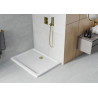 Mexen Flat obdĺžniková vanička slim 140 x 80 cm, biela, sifón zlatý - 40108014G