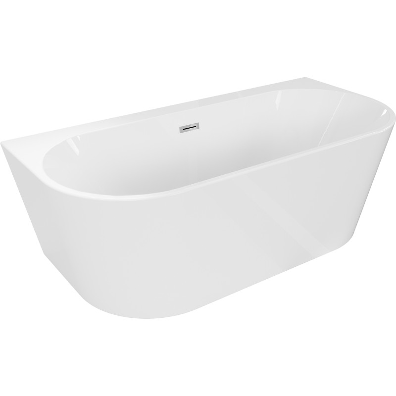 Mexen Oval+ voľne stojaca wanna pri stene 170 x 80 cm, biela, prepad chróm - 52681708000-01
