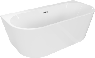 Mexen Oval+ voľne stojaca wanna pri stene 170 x 80 cm, biela, prepad chróm - 52681708000-01