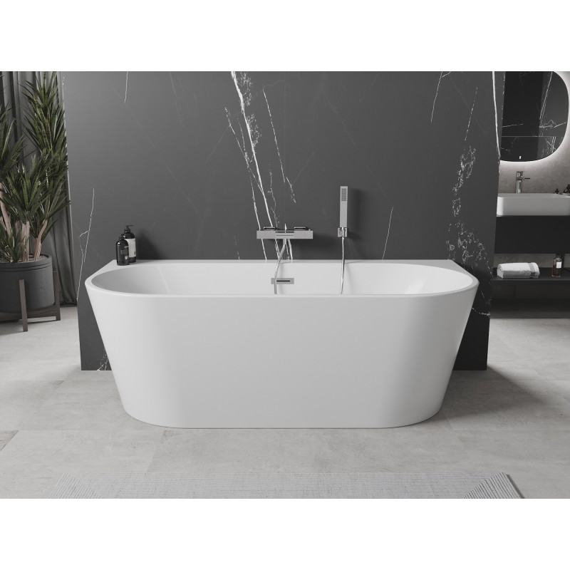 Mexen Oval+ voľne stojaca wanna pri stene 170 x 80 cm, biela, prepad chróm - 52681708000-01