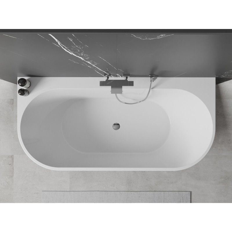 Mexen Oval+ voľne stojaca wanna pri stene 170 x 80 cm, biela, prepad chróm - 52681708000-01