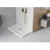 Mexen Flat obdĺžnikový sprchový kút slim 140 x 70 cm, biely, sifón zlatý - 40107014G