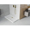 Mexen Flat obdĺžniková vanička slim 130 x 70 cm, biela, sifón zlatý - 40107013G