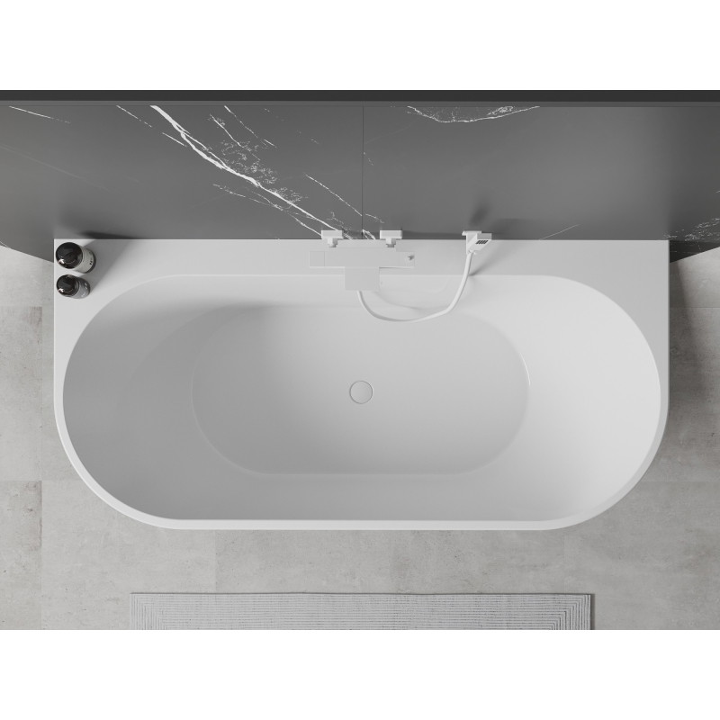 Mexen Oval+ voľne stojaca vaňa pri stene 170 x 80 cm, biela, biely preliv - 52681708000-20