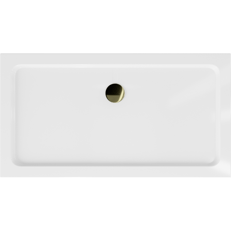 Mexen Flat obdĺžniková sprchová vanička slim 120 x 70 cm, biela, sifón zlatý - 40107012G