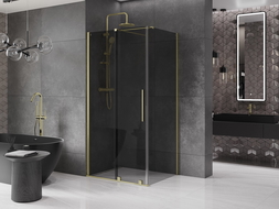 Mexen Velar posuvná sprchová kabína 90 x 80 cm, sklo dymové, matné zlaté - 871-090-080-41-55