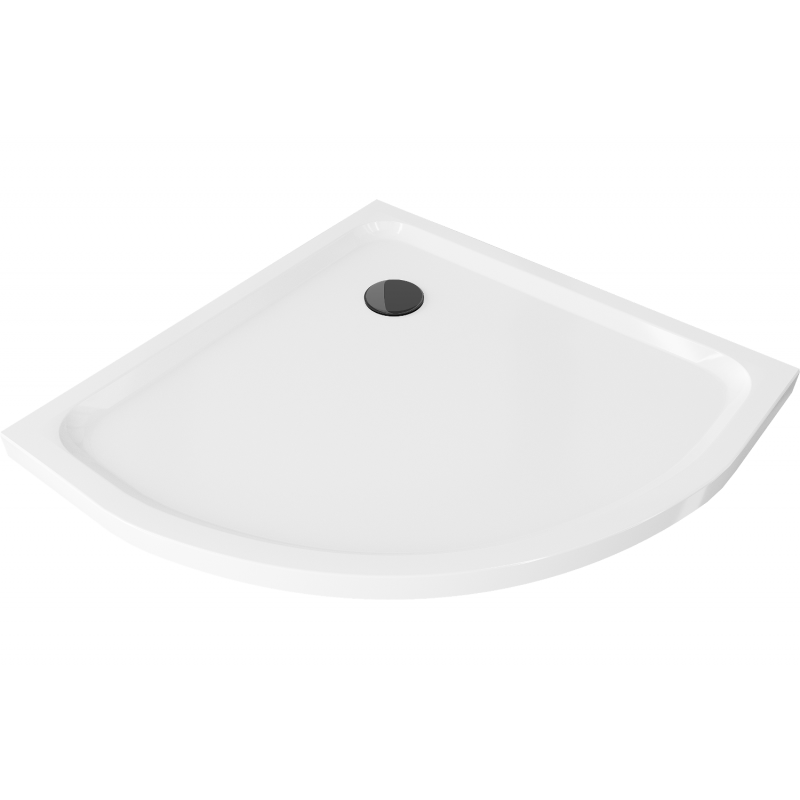 Mexen Flat polokružný sprchový žľab slim 70 x 70 cm, biely, čierny sifón - 41107070B