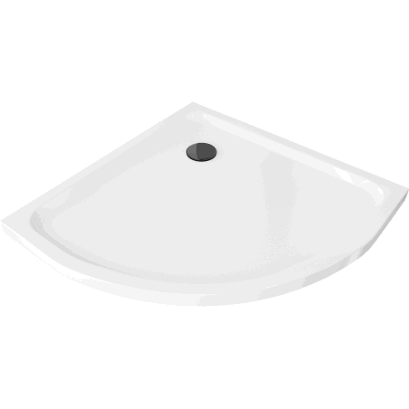 Mexen Flat sprchová vanička štvrťkruhová slim 70 x 70 cm, biela, sifón čierny - 41107070B