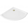 Mexen Flat brodzik polkruhovy slim 90 x 90 cm, biely, zlatý sifón - 41109090G