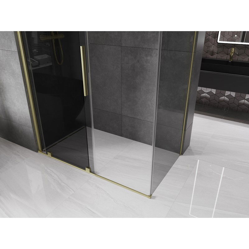 Mexen Velar posuvná sprchová kabína 160 x 80 cm, grafit, zlatá kartáčovaná - 871-160-080-41-55