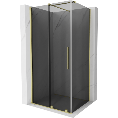 Mexen Velar sprchovací kabína posuvná 140 x 100 cm, grafit, zlatá kartáčovaná - 871-140-100-41-55