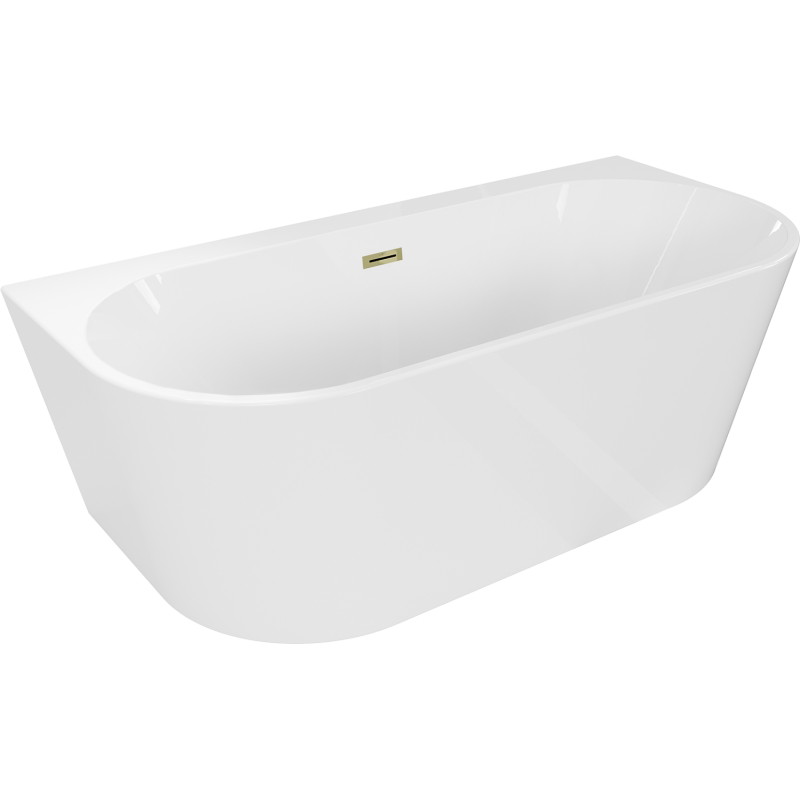 Mexen Oval+ voľne stojaca pri stene vaňa 170 x 80 cm, biela, zlatý prepad - 52681708000-50