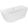 Mexen Oval+ voľne stojaca nástenná vaňa 170 x 80 cm, biela, prepadová zlatá - 52681708000-50