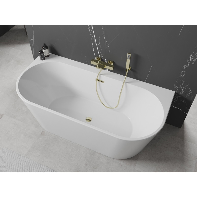Mexen Oval+ voľne stojaca pri stene vaňa 170 x 80 cm, biela, zlatý prepad - 52681708000-50