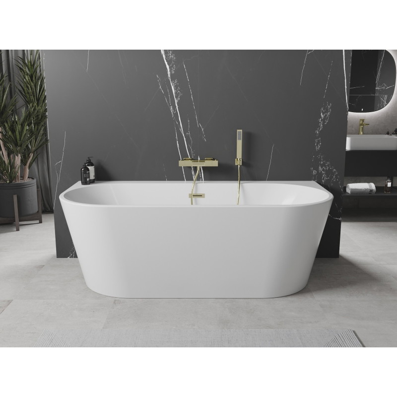 Mexen Oval+ voľne stojaca pri stene vaňa 170 x 80 cm, biela, zlatý prepad - 52681708000-50