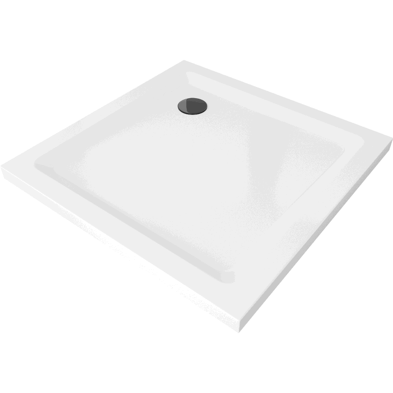 Mexen Flat štvorcová sprchová vanička slim 90 x 90 cm, biela, sifón čierny - 40109090B