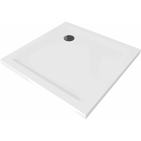 Mexen Flat štvorcová sprchová vanička slim 90 x 90 cm, biela, sifón čierny - 40109090B