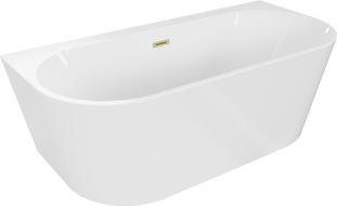 Mexen Oval+ voľne stojaca vaňa na stenu 170 x 80 cm, biela, zlatý matný prepad - 52681708000-55