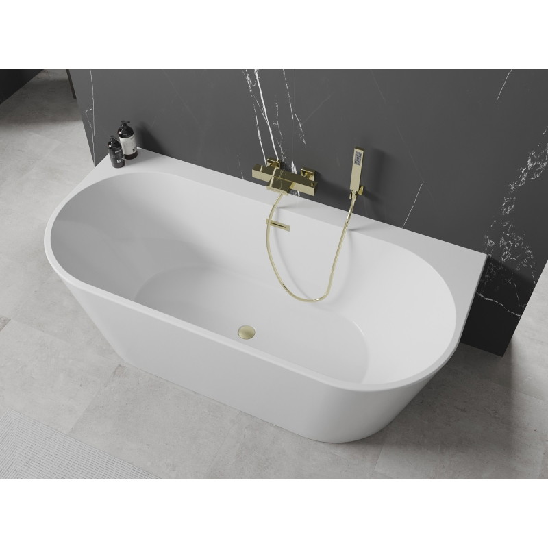 Mexen Oval+ voľne stojaca vaňa pri stene 170 x 80 cm, biela, prepad zlatý kartáčovaný - 52681708000-55