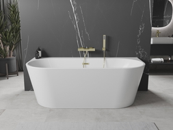 Mexen Oval+ voľne stojaca vaňa na stenu 170 x 80 cm, biela, zlatý matný prepad - 52681708000-55