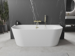 Mexen Oval+ voľne stojaca vaňa pri stene 170 x 80 cm, biela, prepad zlatý kartáčovaný - 52681708000-55