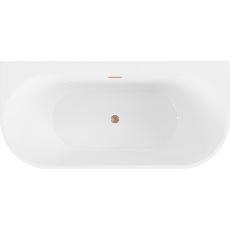 Mexen Oval+ voľne stojaca nástenná vaňa 170 x 80 cm, biela, prepad z brúseného medi - 52681708000-65
