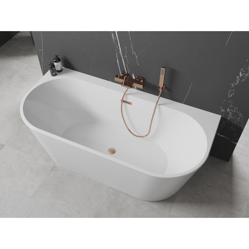 Mexen Oval+ voľne stojaca nástenná vaňa 170 x 80 cm, biela, prepad z brúseného medi - 52681708000-65