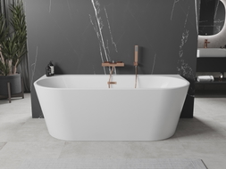 Mexen Oval+ voľne stojaca nástenná vaňa 170 x 80 cm, biela, prepad z brúseného medi - 52681708000-65