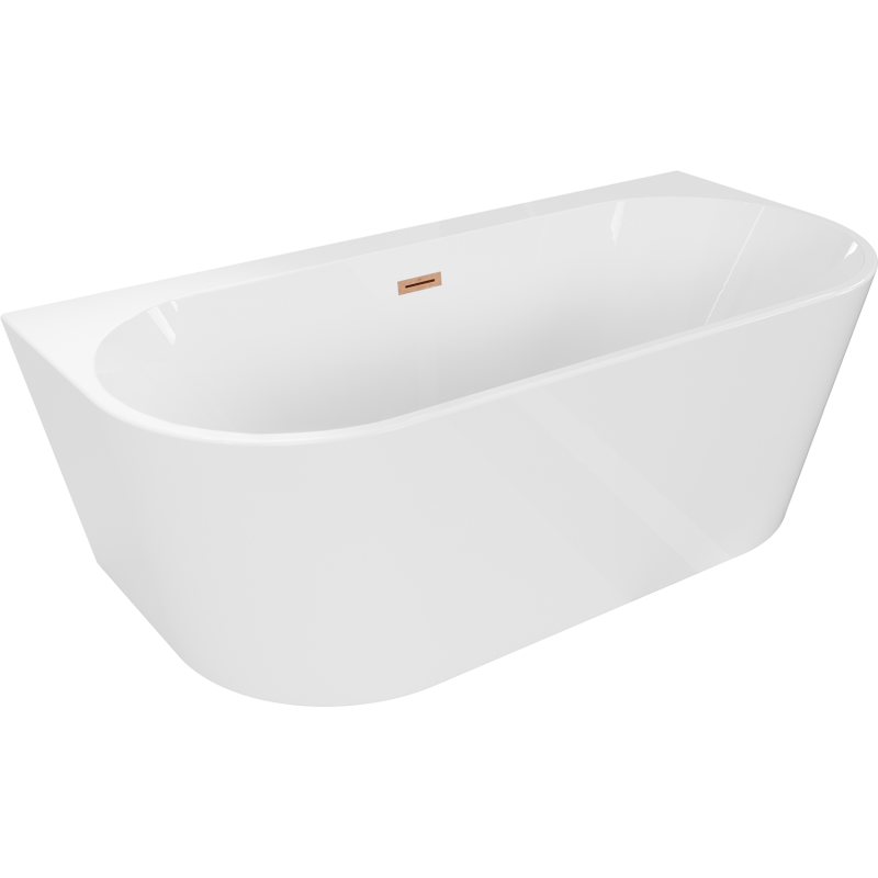 Mexen Oval+ voľne stojaca pri stene vaňa 170 x 80 cm, biela, prepad medený kartáčovaný - 52681708000-65