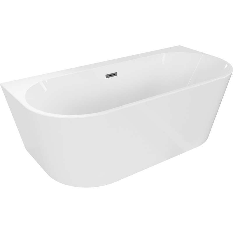 Mexen Oval+ voľne stojaca vaňa pri stene 170 x 80 cm, biela, prepad gun gray leštený - 52681708000-66