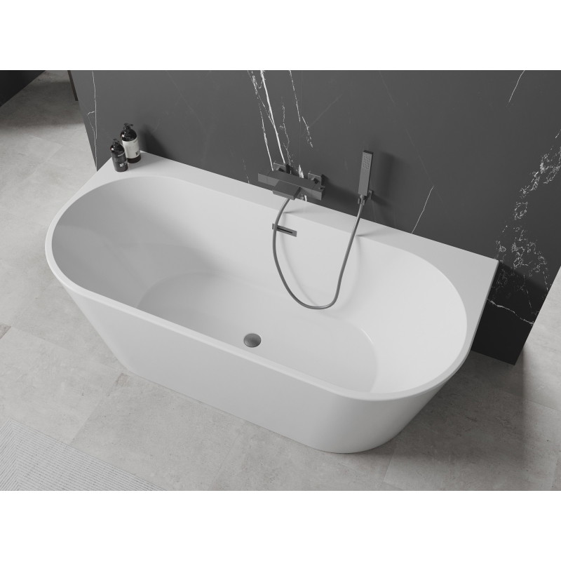 Mexen Oval+ voľne stojaca vaňa pri stene 170 x 80 cm, biela, prepad gun gray leštený - 52681708000-66