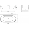 Mexen Oval+ voľne stojaca vaňa pri stene 170 x 80 cm, biela, čierny prepad - 52681708000-70