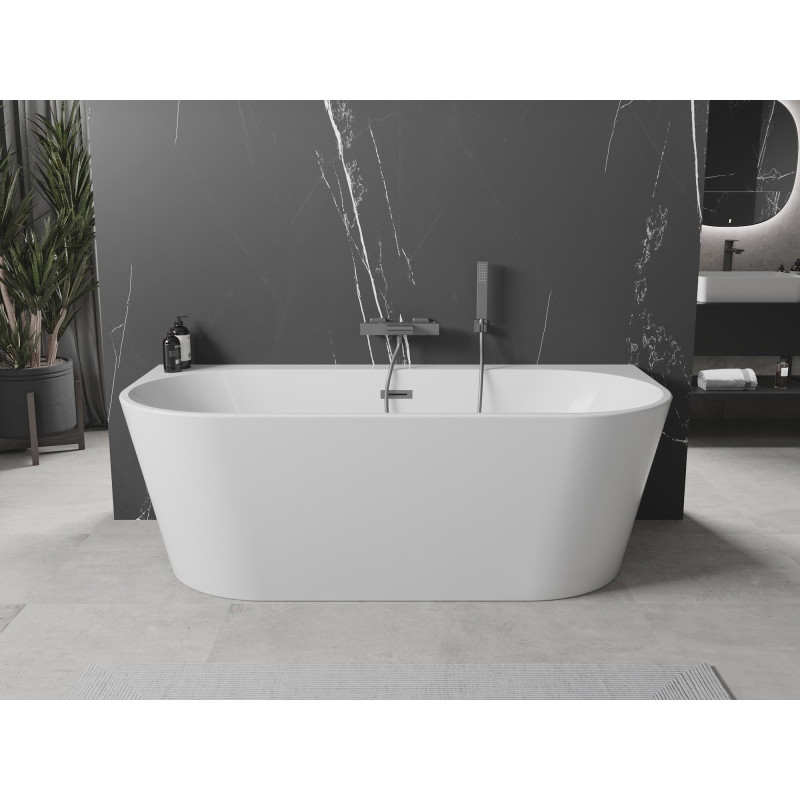 Mexen Oval+ voľne stojaca vaňa pri stene 170 x 80 cm, biela, prepad gun metal - 52681708000-95