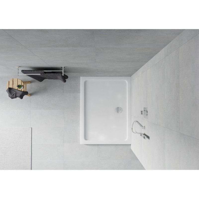 Mexen Flat obdĺžniková sprchová vanička slim 140 x 90 cm, biela, sifón chróm - 40109014