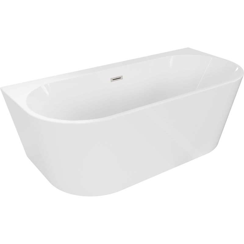 Mexen Oval+ vaňa voľne stojaca priložená k stene 170 x 80 cm, biela, prepad kefovaný nikel - 52681708000-97