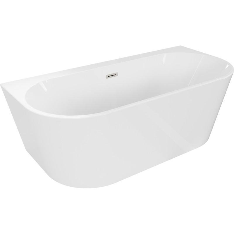 Mexen Oval+ voľne stojaca vaňa na stenu 170 x 80 cm, biela, prepad z matovaného niklu - 52681708000-97