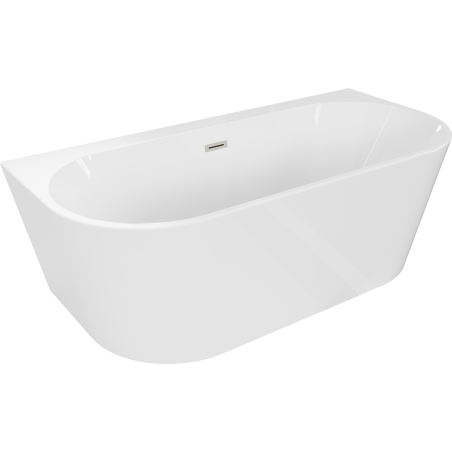 Mexen Oval+ vaňa voľne stojaca priložená k stene 170 x 80 cm, biela, prepad kefovaný nikel - 52681708000-97
