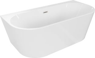 Mexen Oval+ vaňa voľne stojaca priložená k stene 170 x 80 cm, biela, prepad kefovaný nikel - 52681708000-97