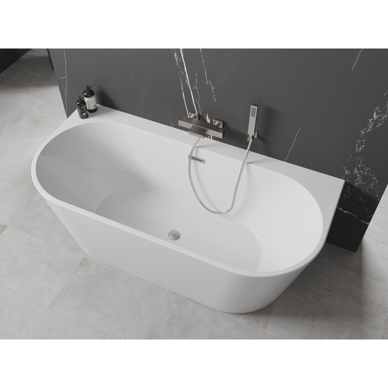Mexen Oval+ voľne stojaca vaňa na stenu 170 x 80 cm, biela, prepad z matovaného niklu - 52681708000-97