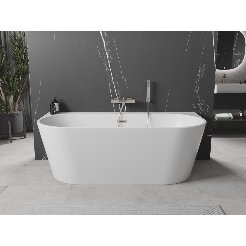 Mexen Oval+ voľne stojaca vaňa na stenu 170 x 80 cm, biela, prepad z matovaného niklu - 52681708000-97